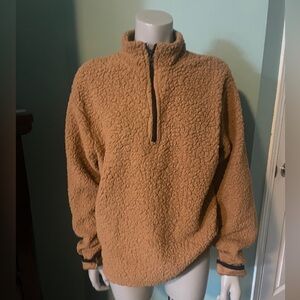 Fahrenheit Men’s Polar Fleece Tan Half Zip-Up Sweater